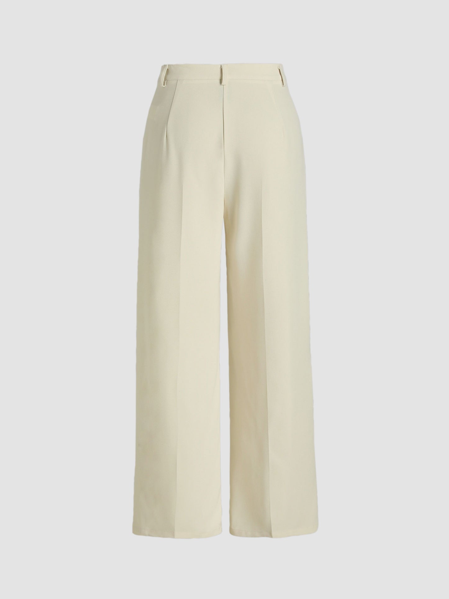 Solid Pleated Straight Leg Pants, Elegant Slant Pocket Draped Suit Pants, Women's Clothing